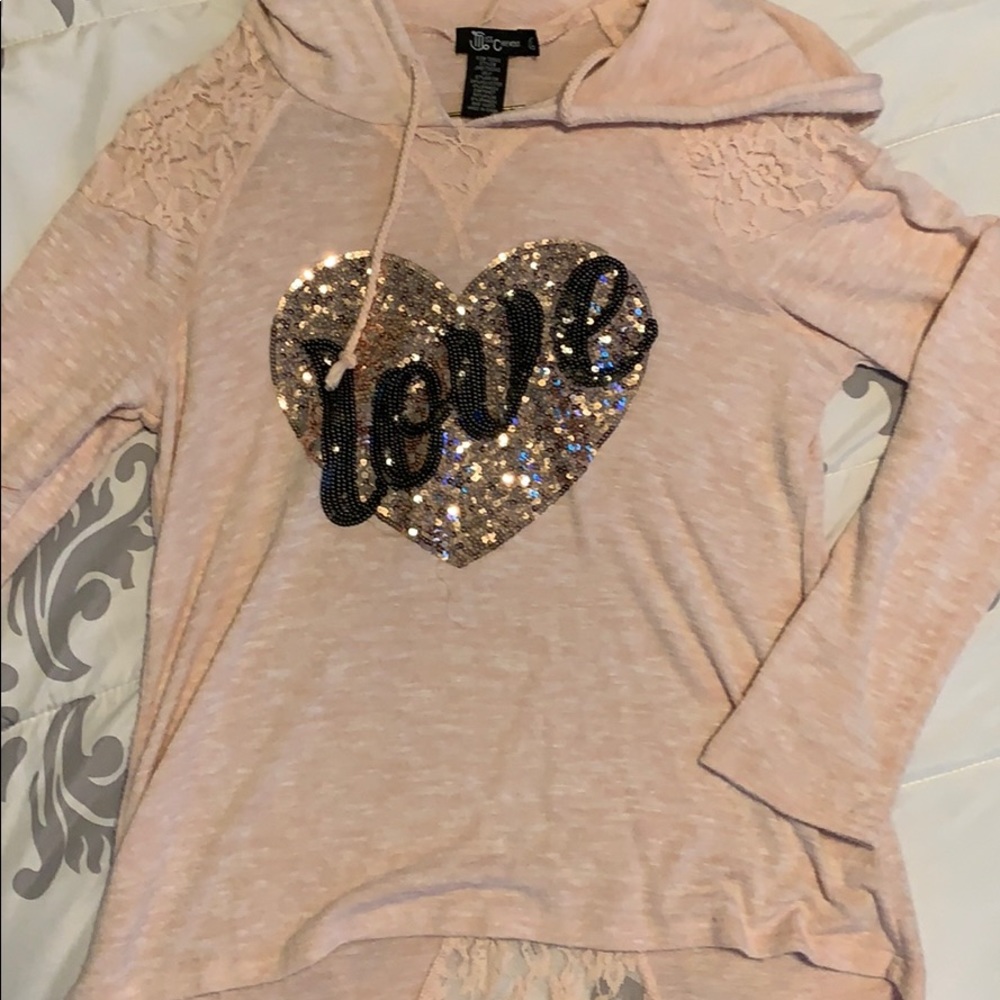 Long sleeve pink hoodie